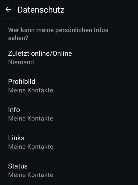 WhatsApp Datenschutzeinstellungen